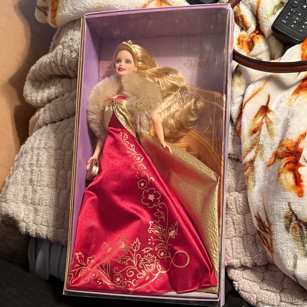 Barbie in Red and Gold Gown with Fur Stole